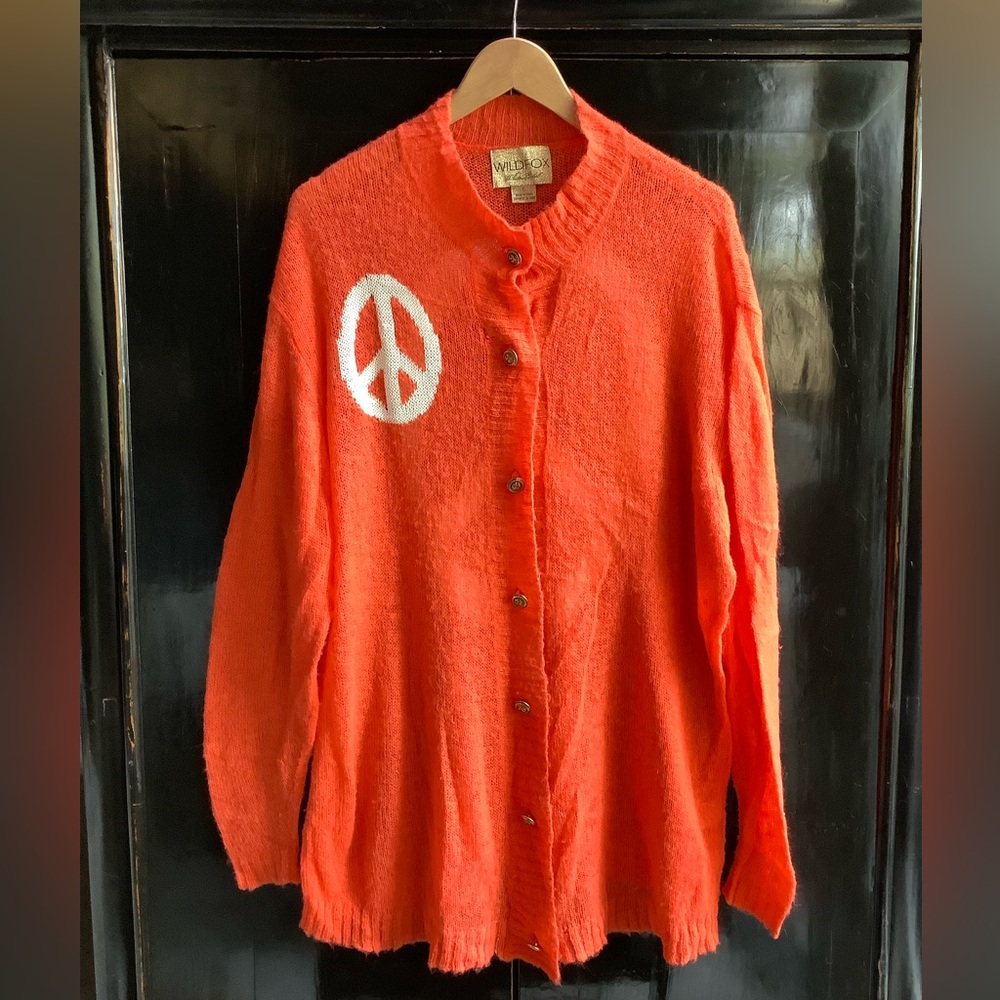 Wildfox OG White Label Peace Sign Delicate Knit Sweater Small